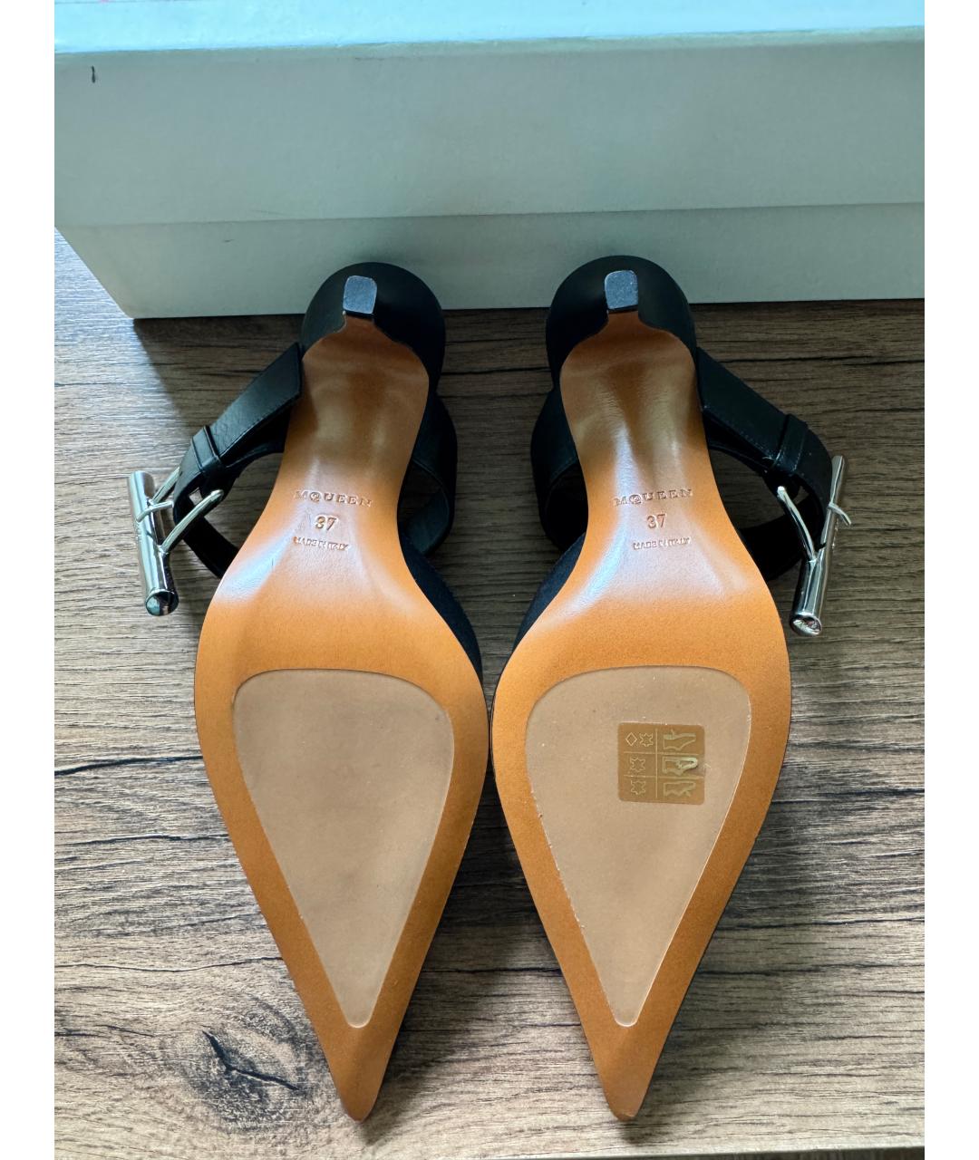 ALEXANDER MCQUEEN Черные кожаные мюли, фото 5
