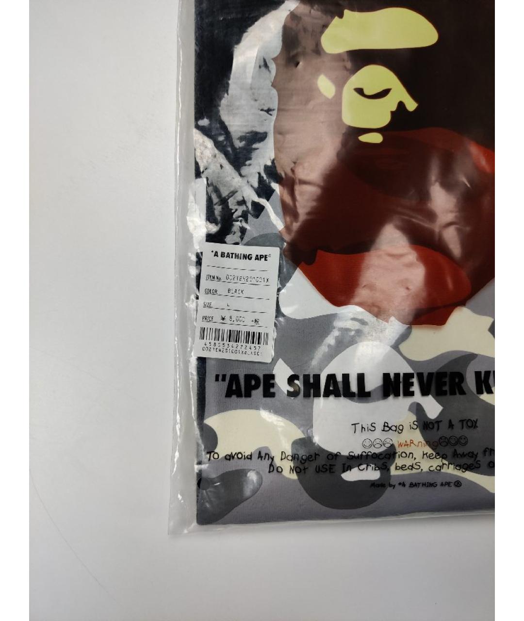 A BATHING APE Черная хлопковая футболка, фото 5