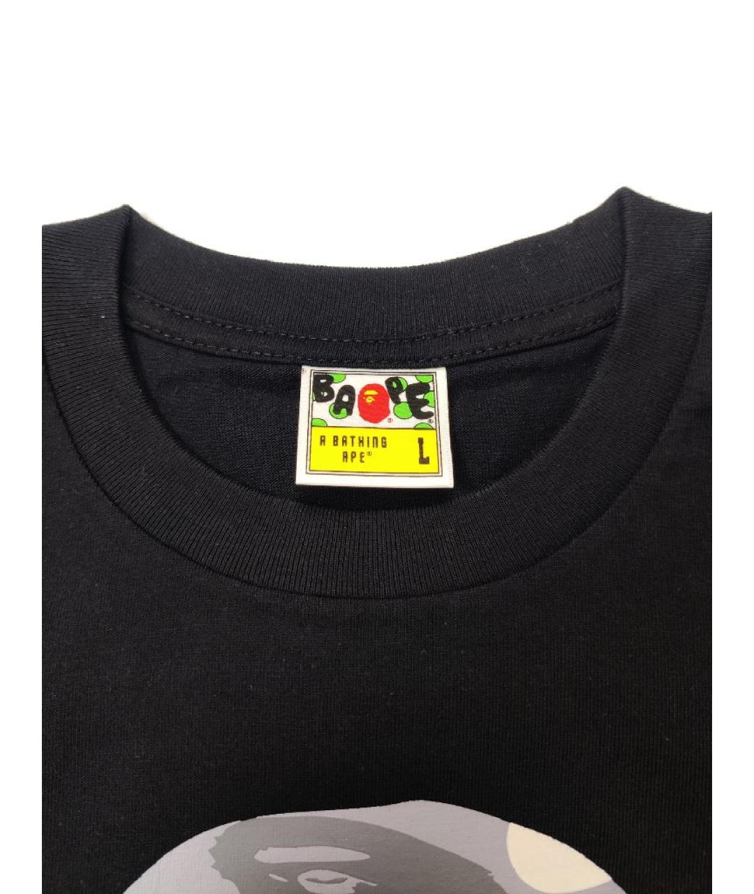A BATHING APE Черная хлопковая футболка, фото 3