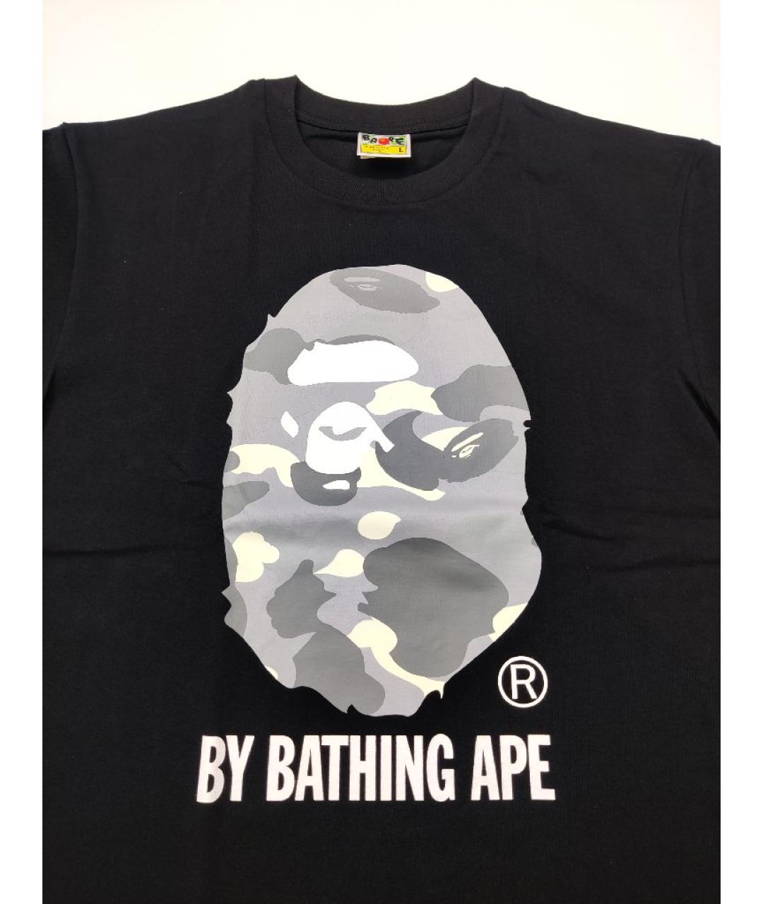 A BATHING APE Черная хлопковая футболка, фото 2