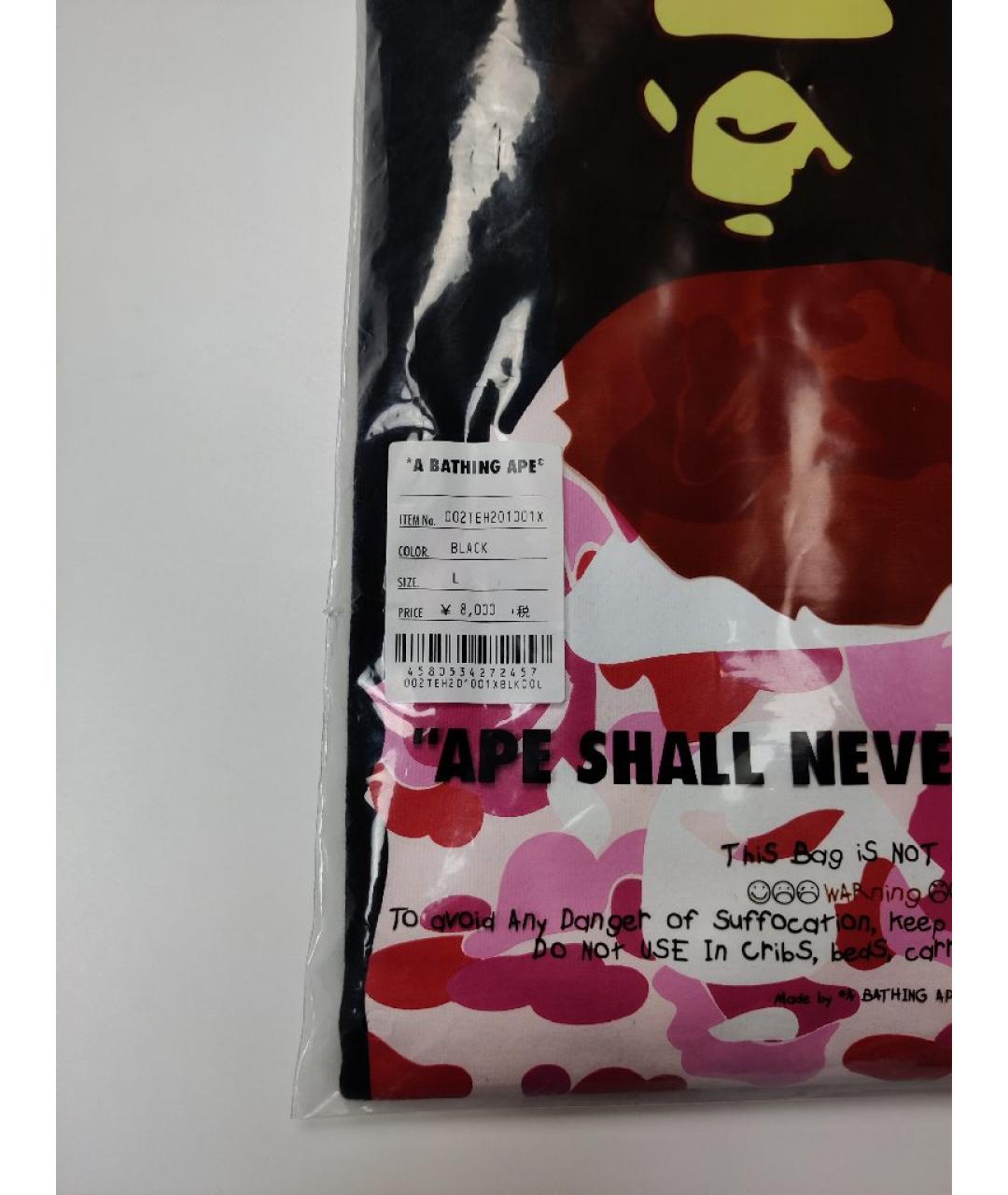 A BATHING APE Черная хлопковая футболка, фото 5