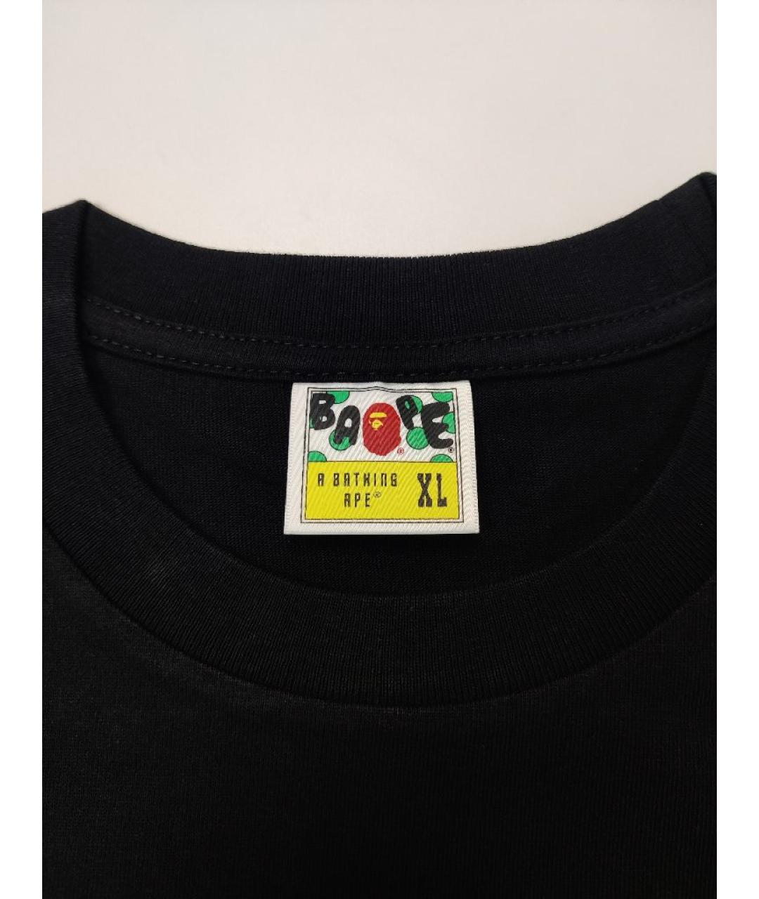 A BATHING APE Черная хлопковая футболка, фото 3