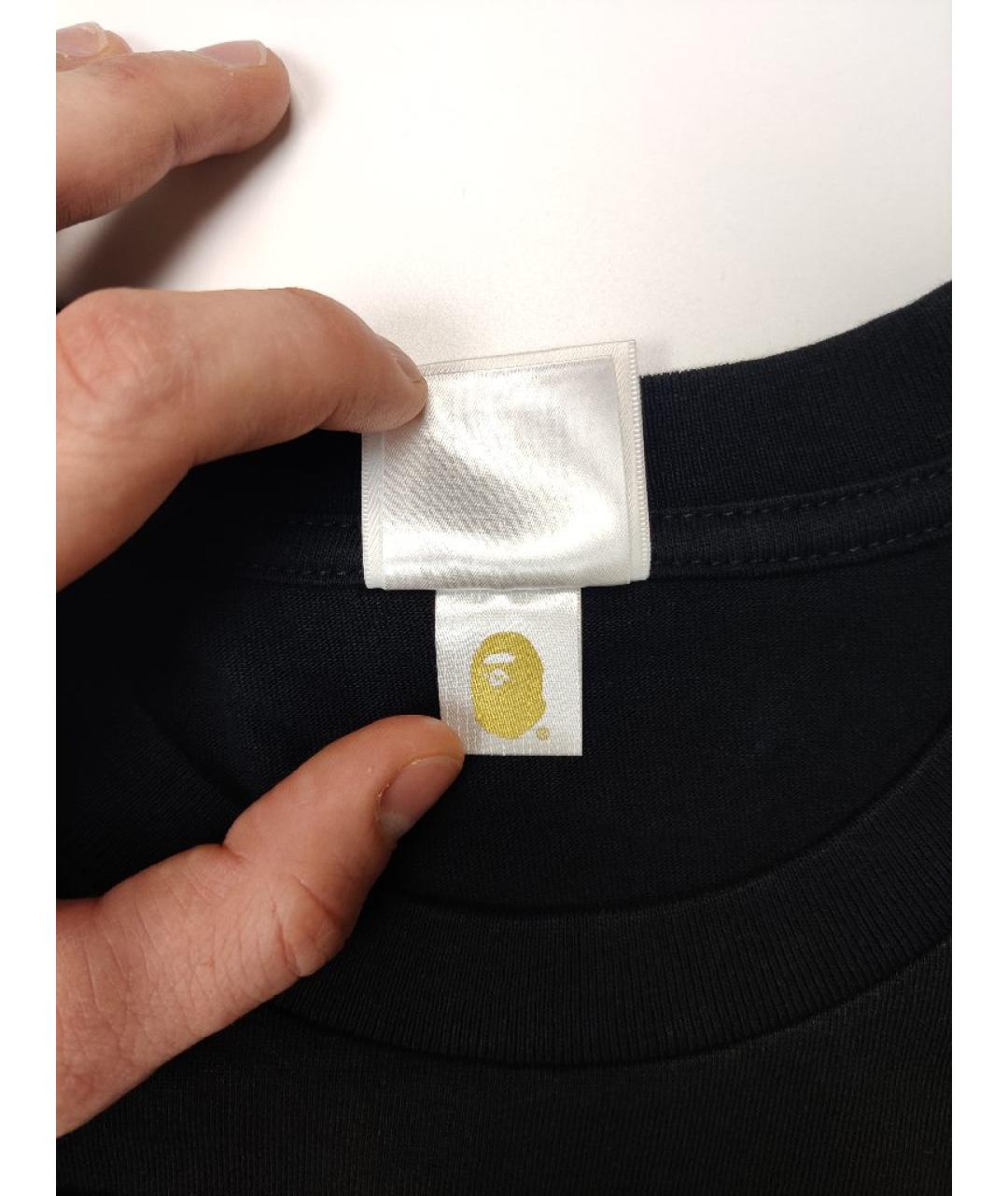 A BATHING APE Черная хлопковая футболка, фото 4