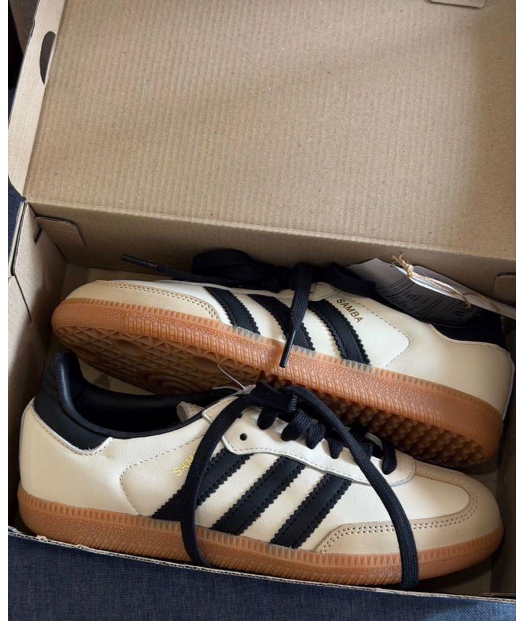 ADIDAS Бежевые кожаные кеды, фото 5