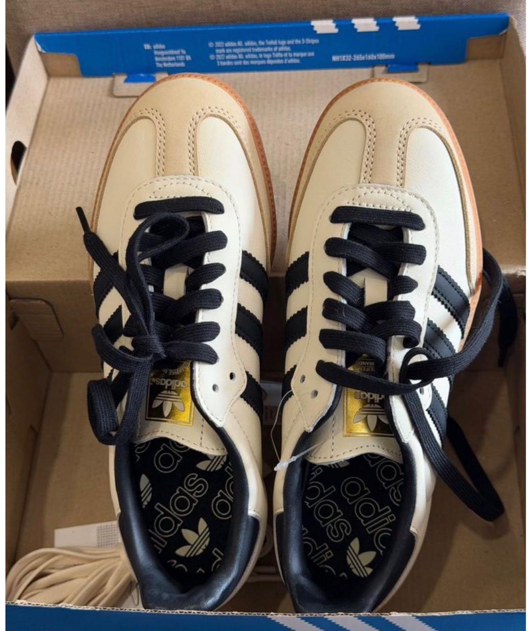 ADIDAS Бежевые кожаные кеды, фото 2