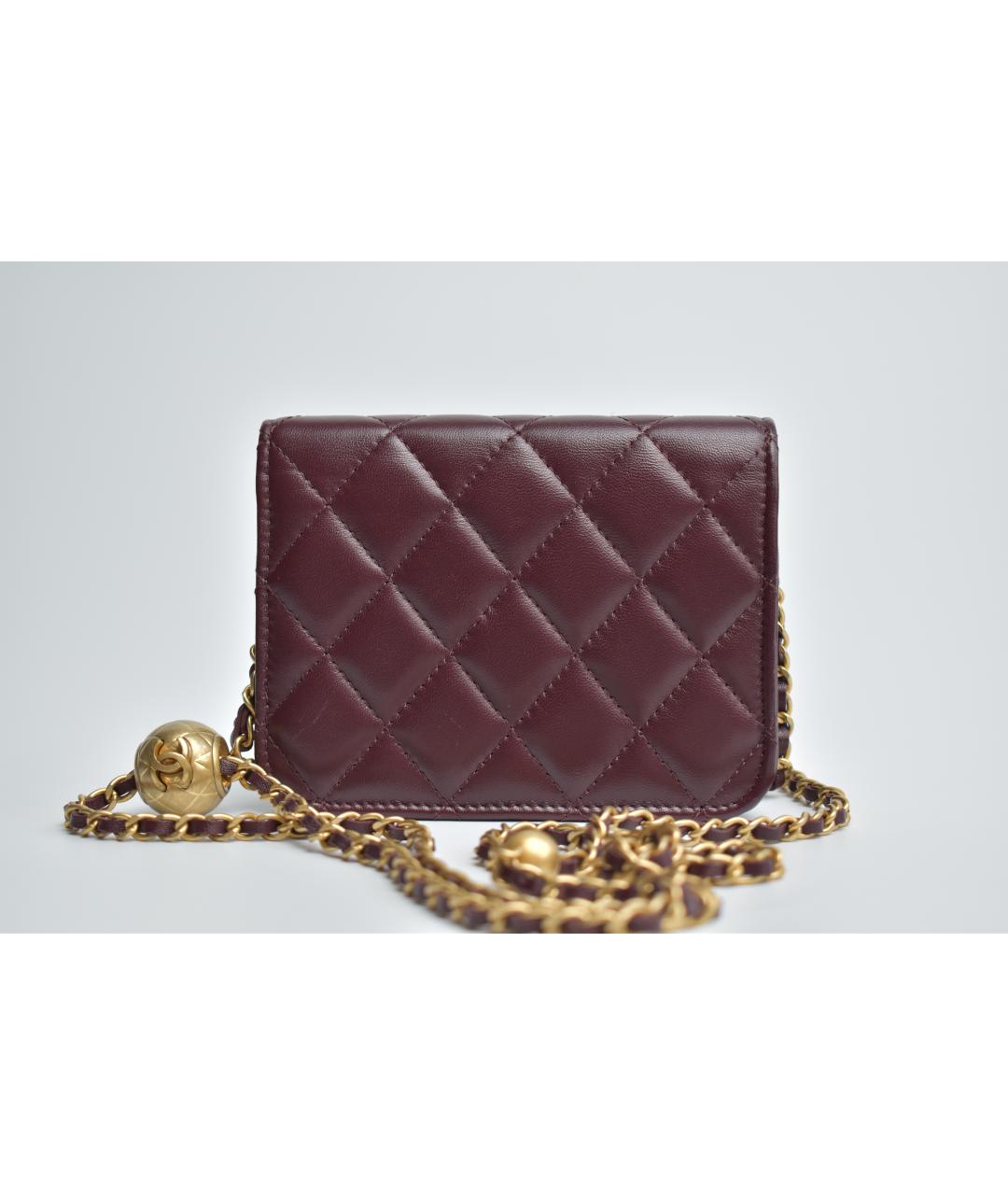 CHANEL Бордовая кожаная сумка через плечо, фото 3