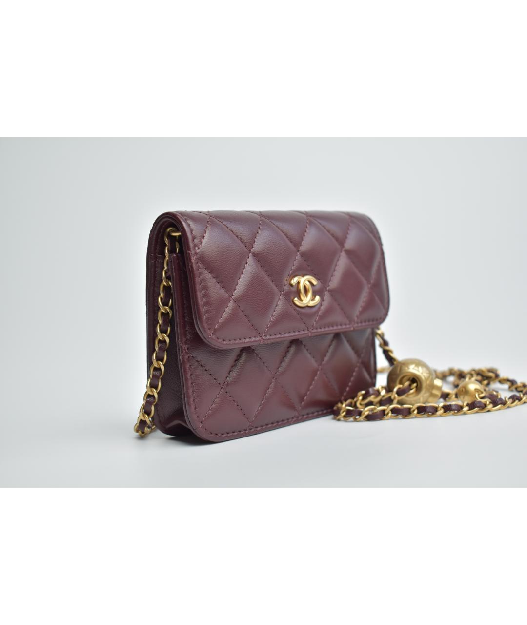 CHANEL Бордовая кожаная сумка через плечо, фото 2