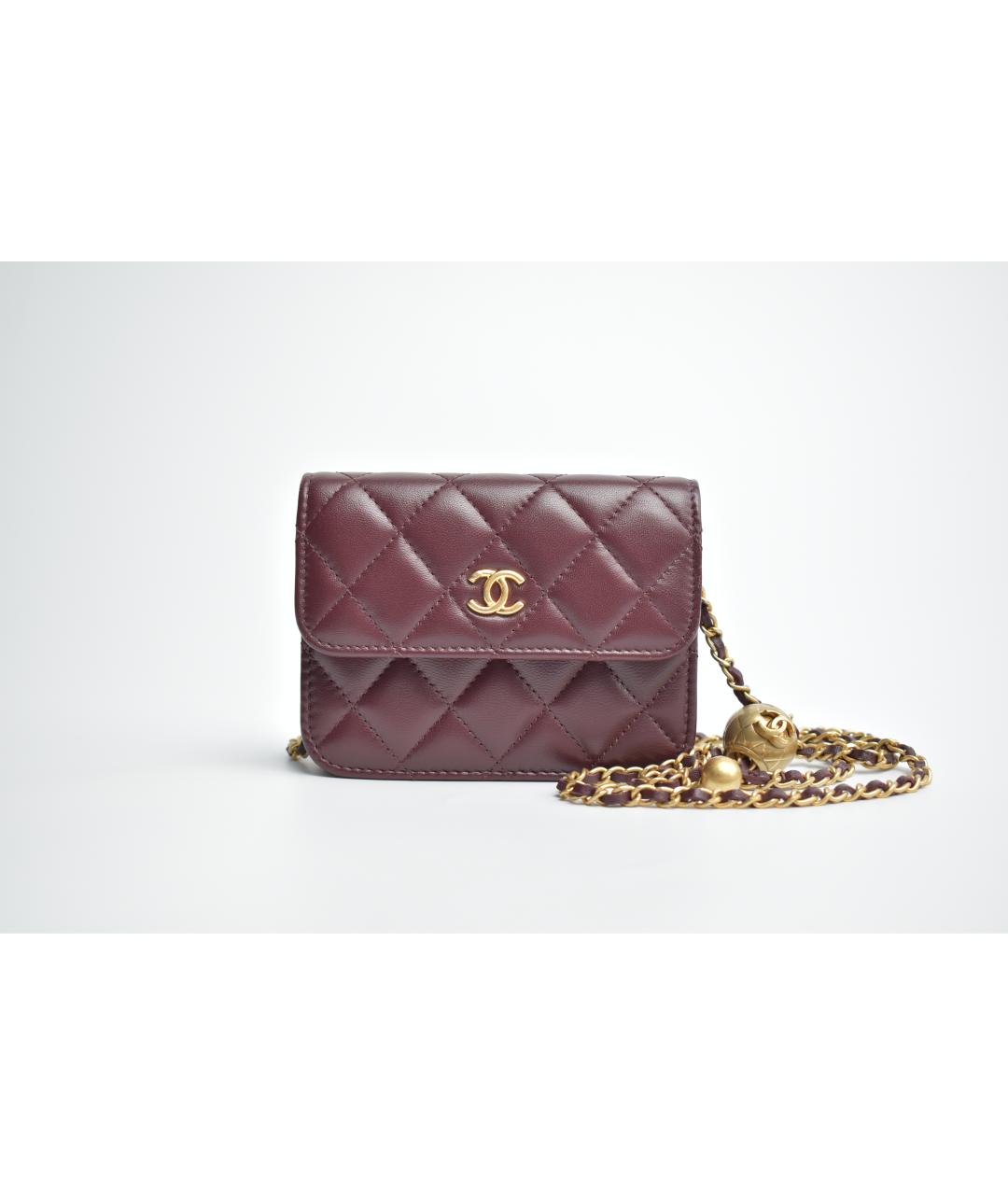 CHANEL Бордовая кожаная сумка через плечо, фото 9