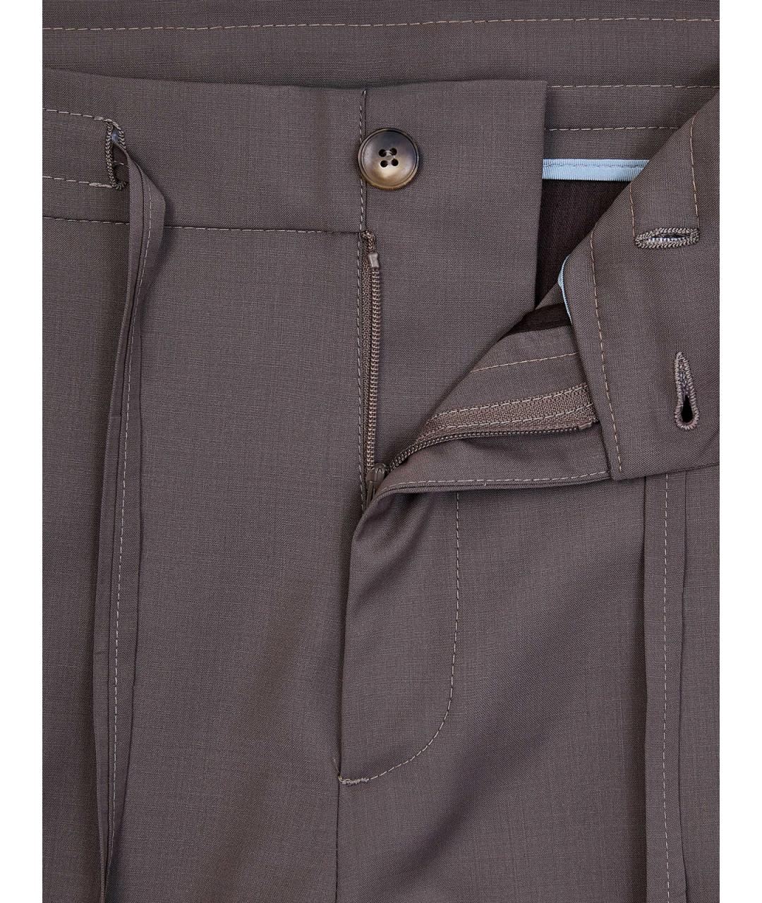 CANALI Коричневые шерстяные повседневные брюки, фото 6