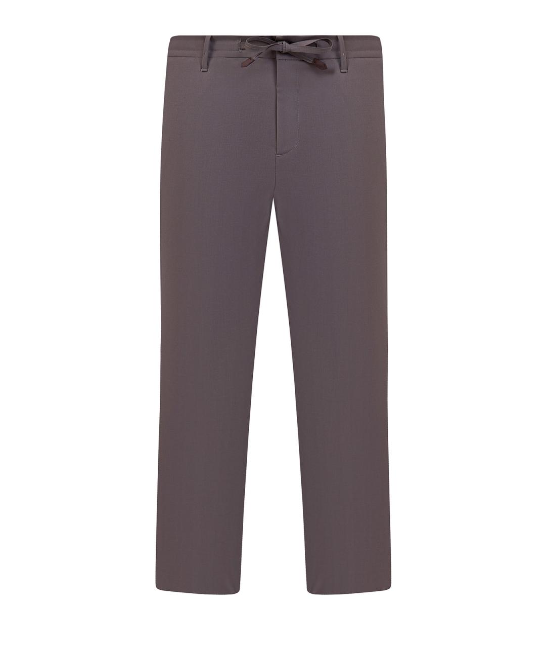 CANALI Коричневые шерстяные повседневные брюки, фото 1