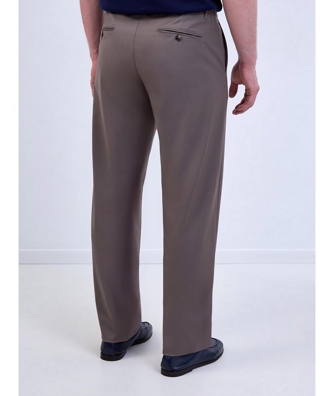 CANALI Коричневые шерстяные повседневные брюки, фото 4