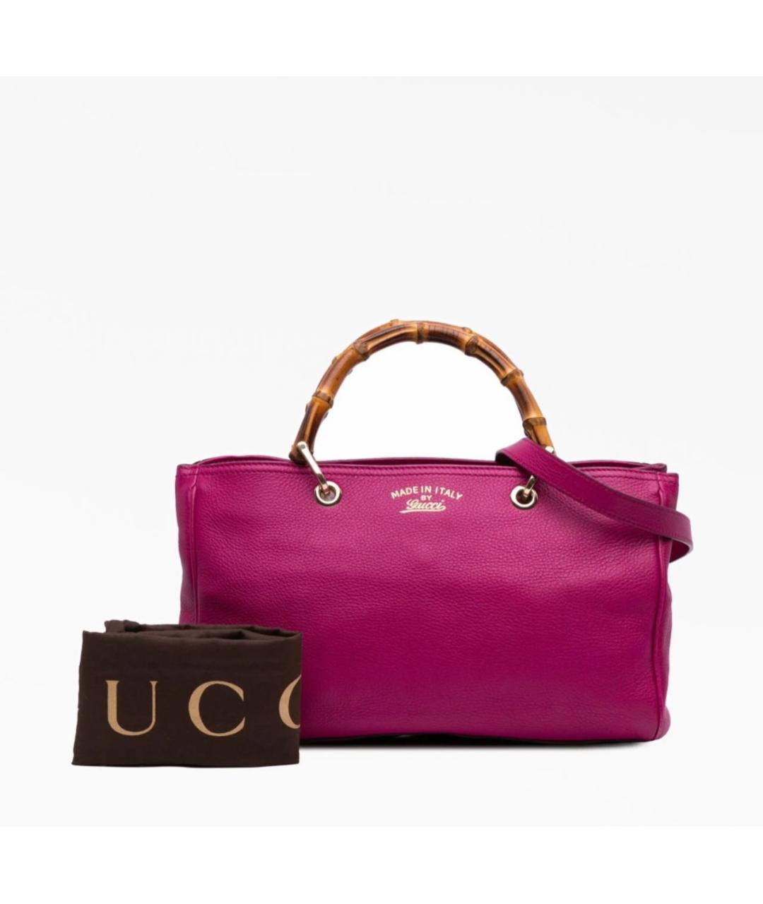 GUCCI Фуксия кожаная сумка с короткими ручками, фото 7