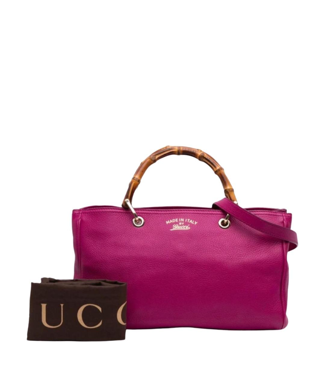 GUCCI Фуксия кожаная сумка с короткими ручками, фото 1