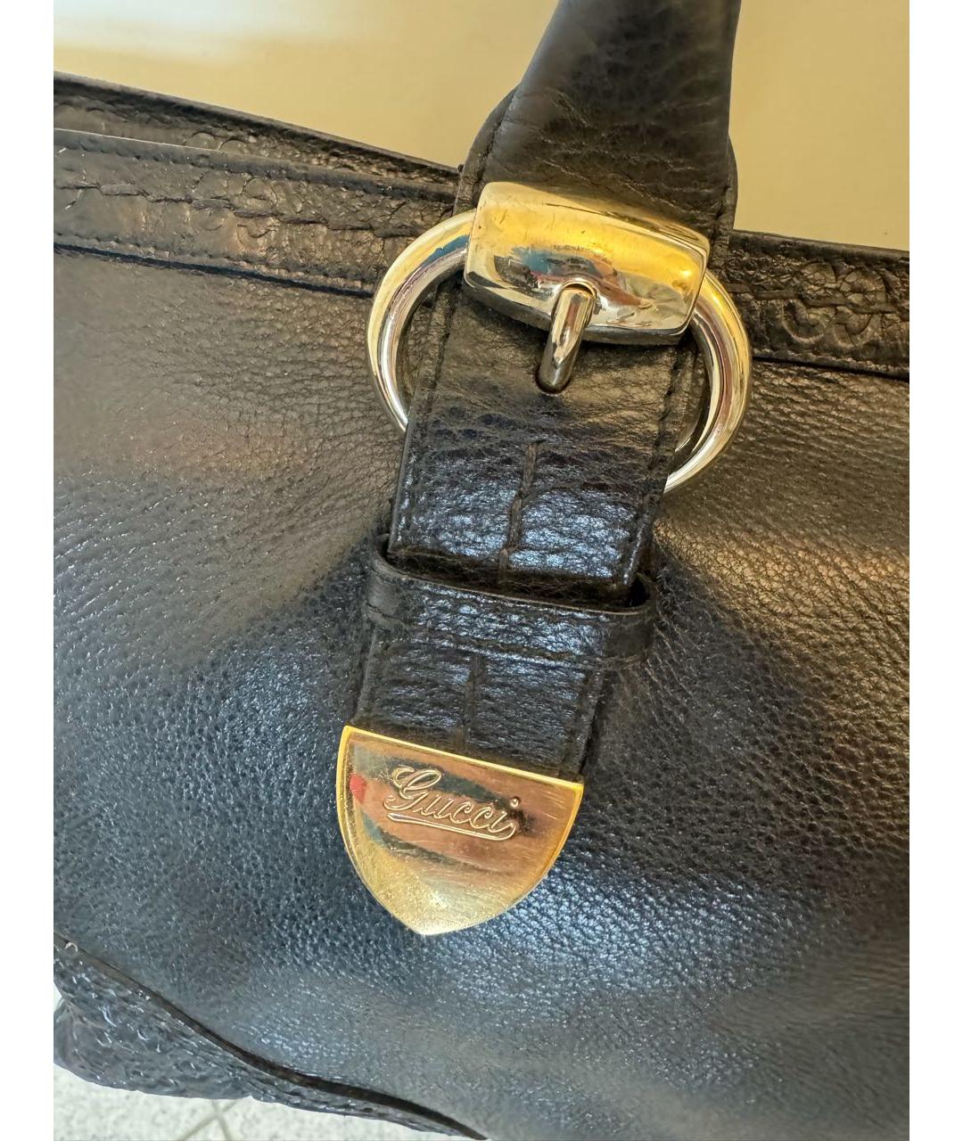 GUCCI Черная кожаная сумка тоут, фото 4