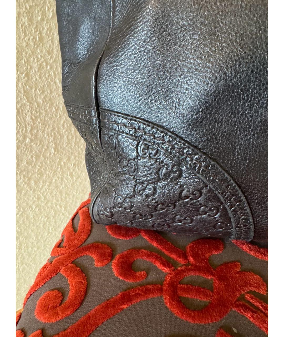 GUCCI Черная кожаная сумка тоут, фото 7