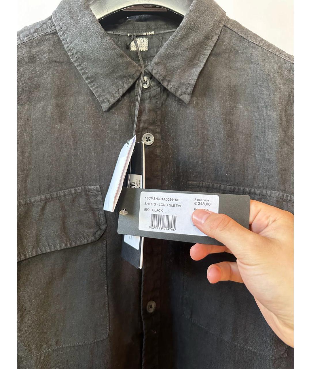CP COMPANY Черная льняная кэжуал рубашка, фото 4