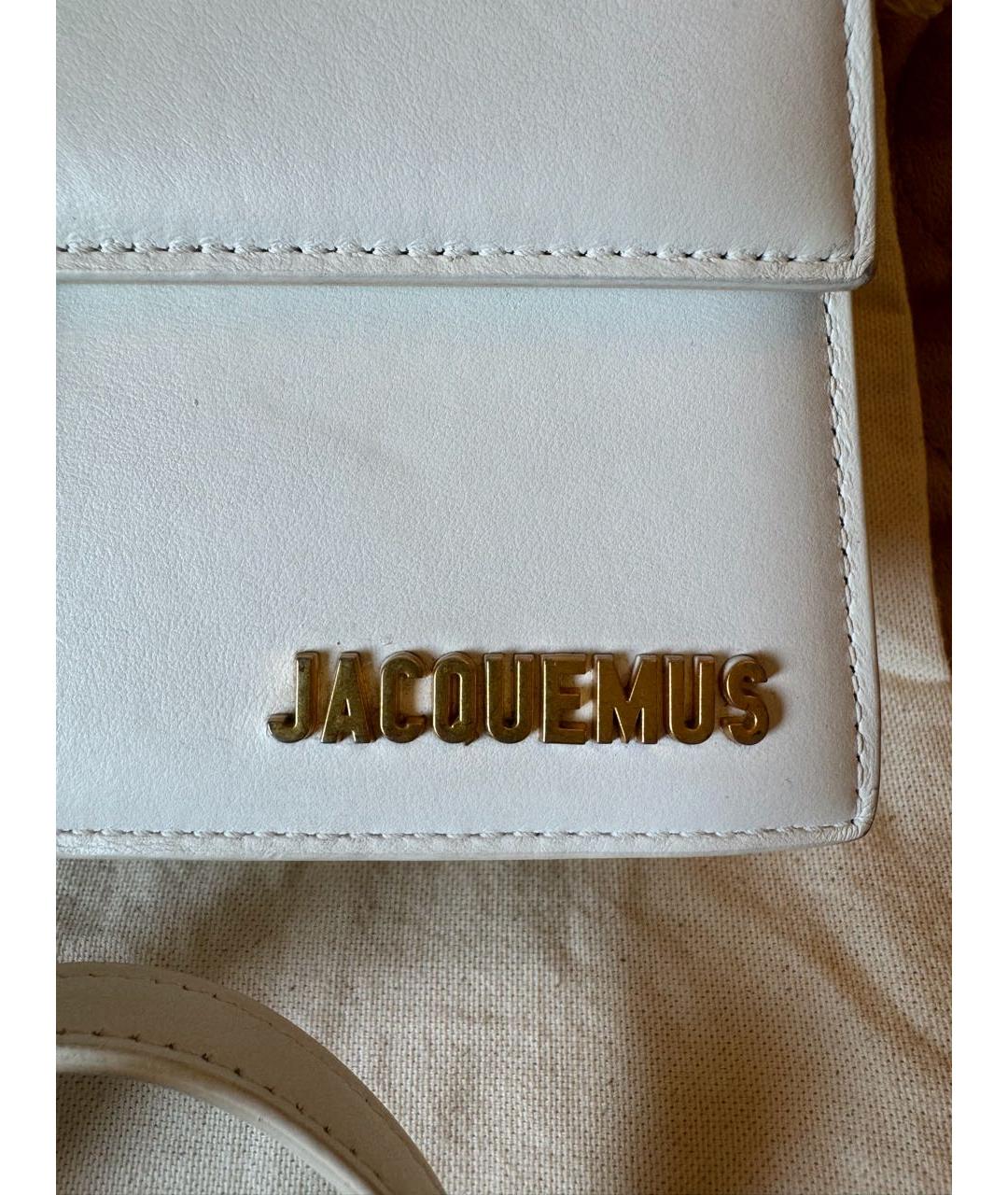 JACQUEMUS Белая кожаная сумка через плечо, фото 5