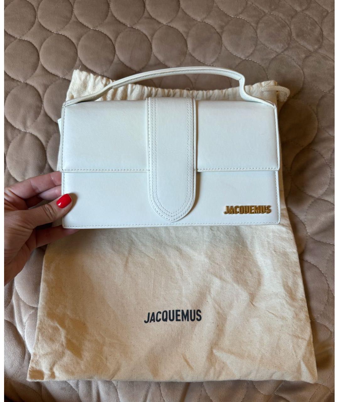 JACQUEMUS Белая кожаная сумка через плечо, фото 7