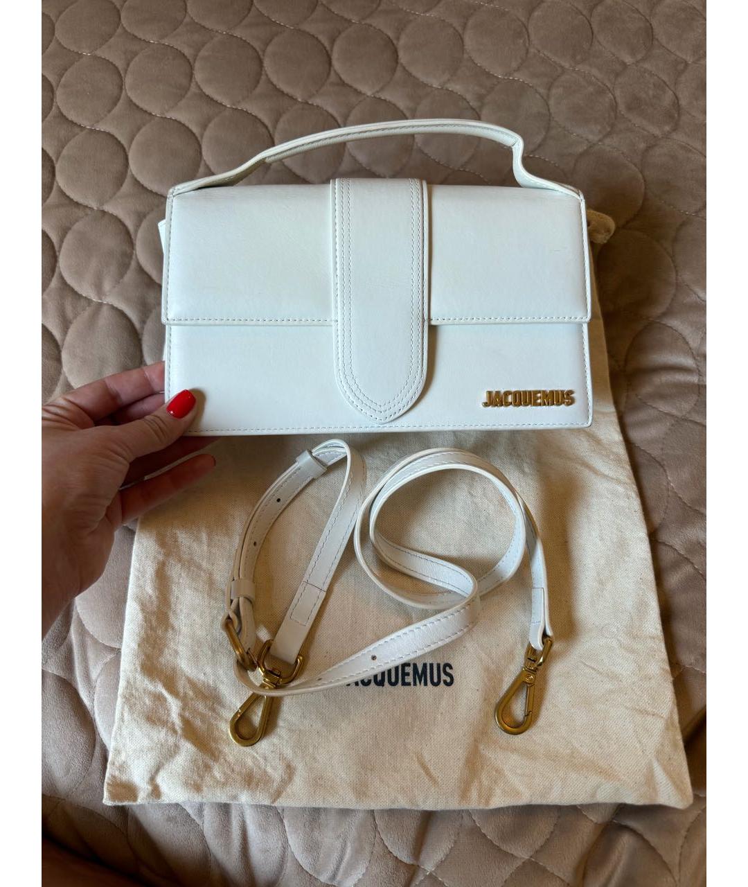 JACQUEMUS Белая кожаная сумка через плечо, фото 2