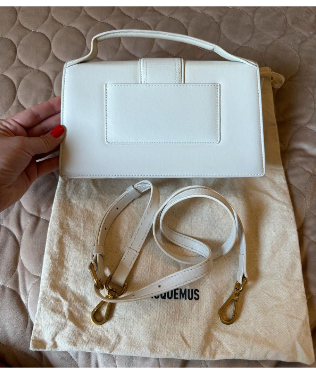 JACQUEMUS Белая кожаная сумка через плечо, фото 3