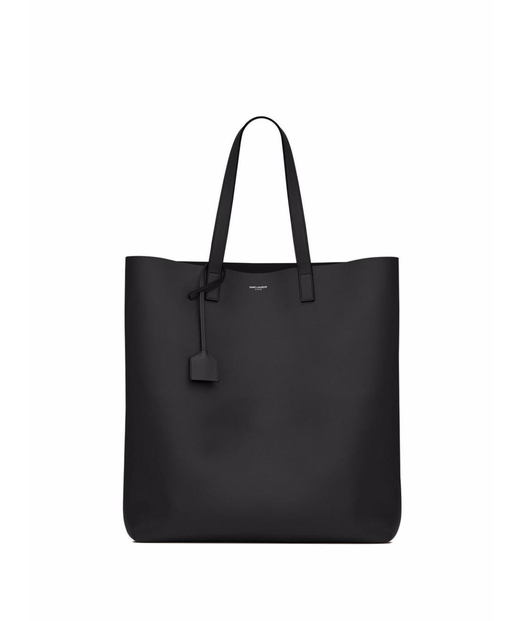 SAINT LAURENT Черная кожаная сумка тоут, фото 1