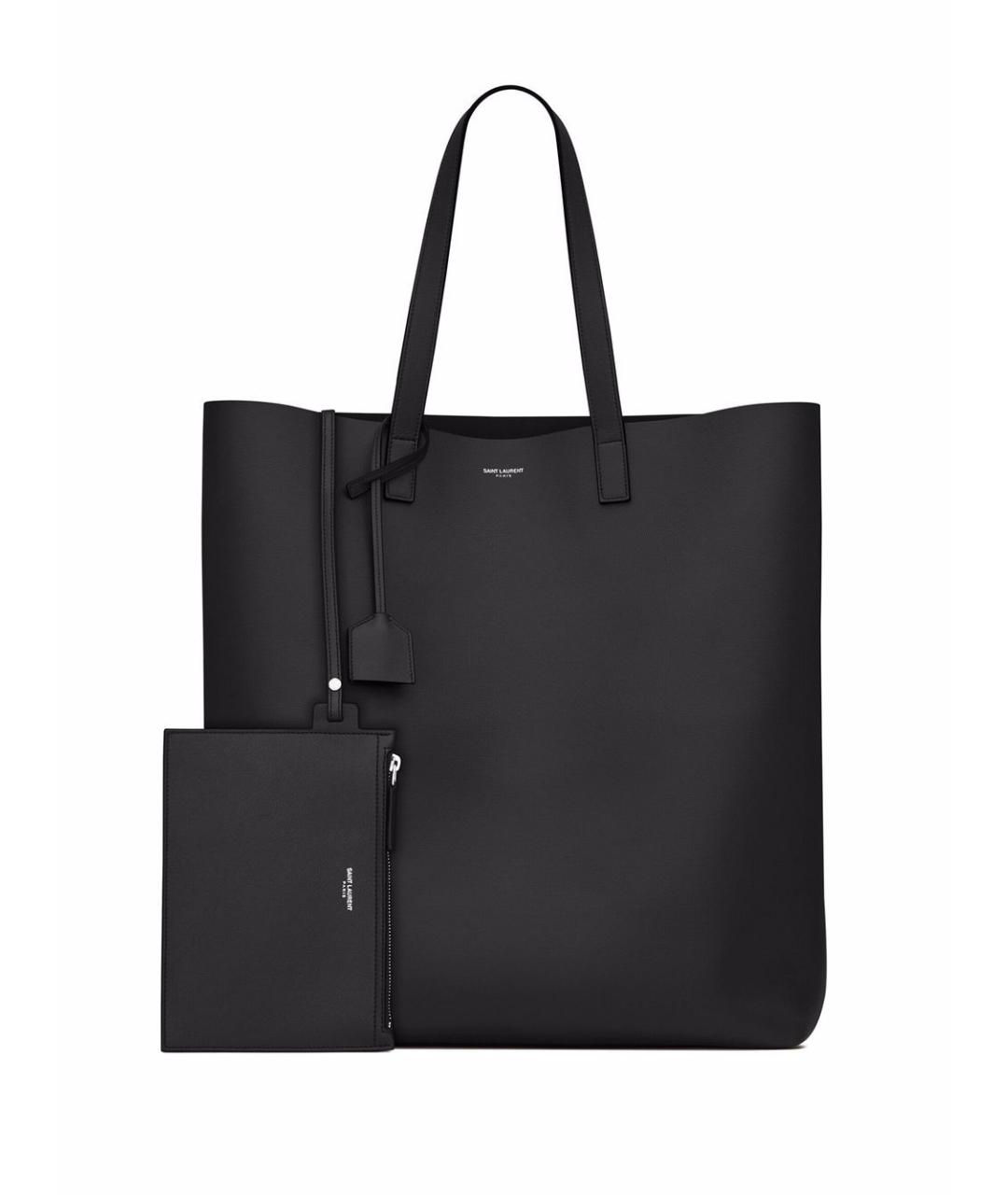 SAINT LAURENT Черная кожаная сумка тоут, фото 2