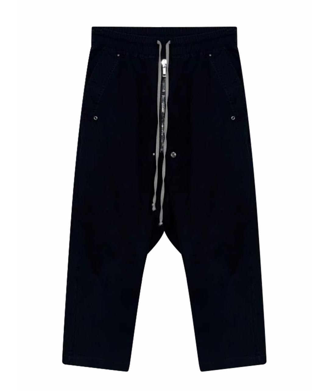 RICK OWENS Черные хлопковые прямые брюки, фото 1