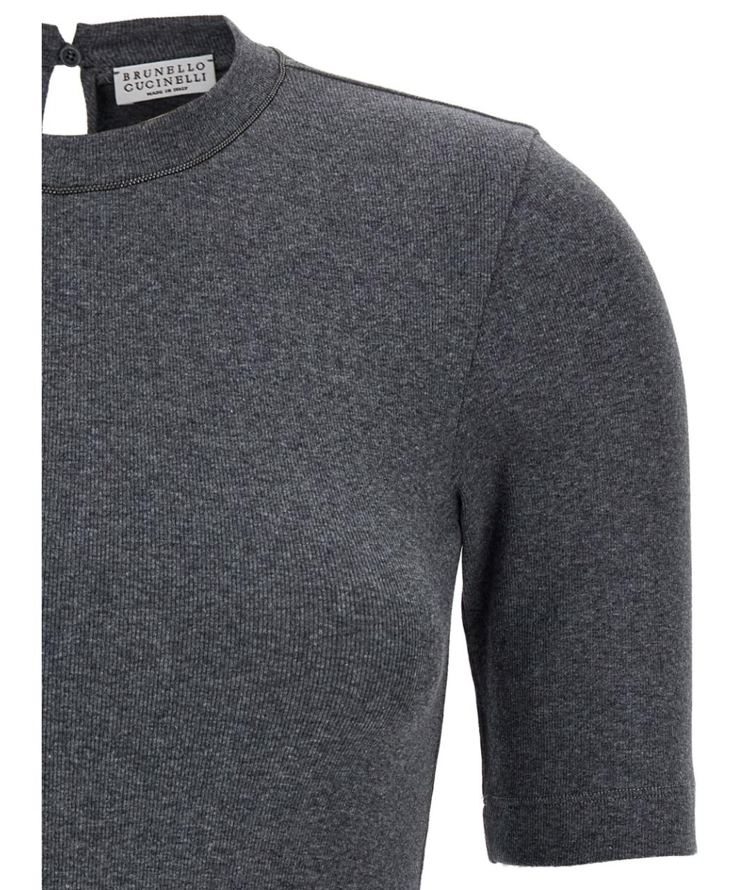 BRUNELLO CUCINELLI Антрацитовый хлопковый джемпер / свитер, фото 3