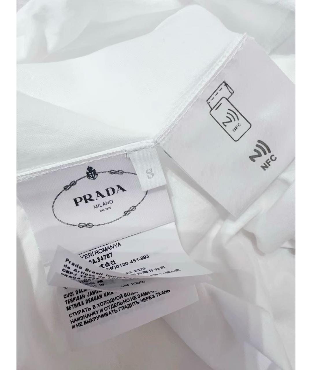 PRADA Белая хлопковая футболка, фото 4