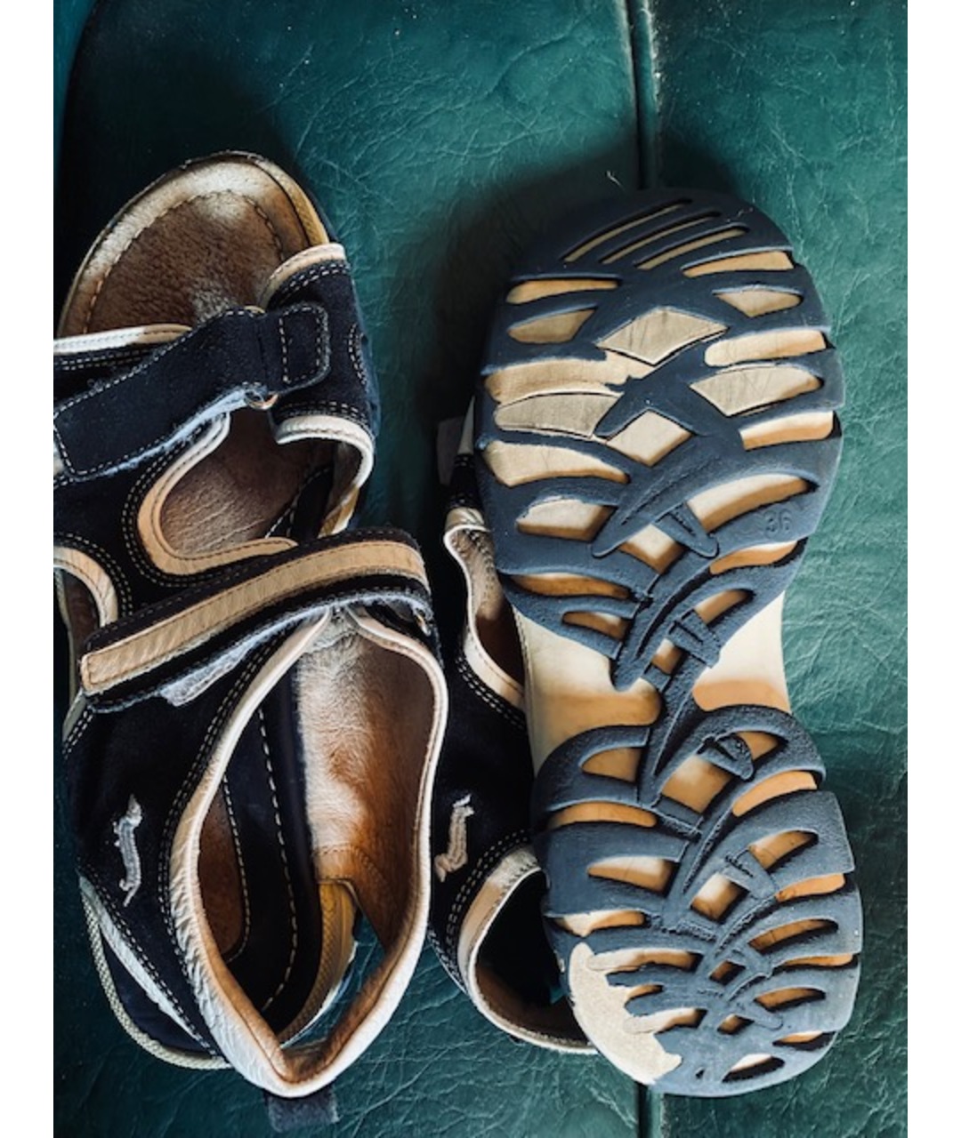 HARMONT & BLAINE JUNIOR Синие кожаные сандалии и шлепанцы, фото 6