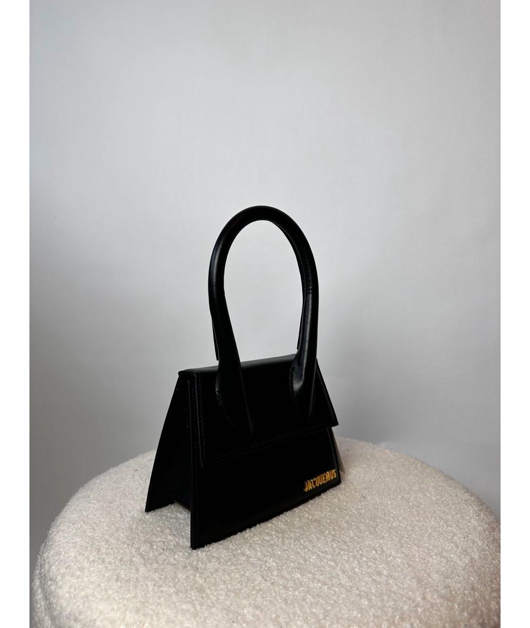 JACQUEMUS Черная кожаная сумка через плечо, фото 2