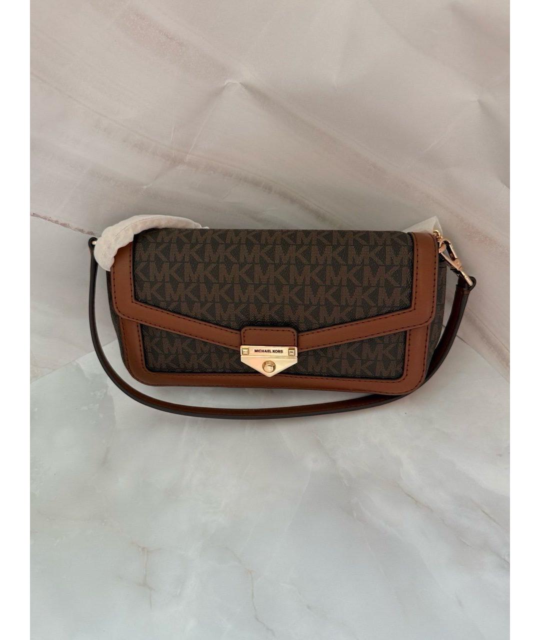 MICHAEL KORS Коричневая кожаная сумка через плечо, фото 3