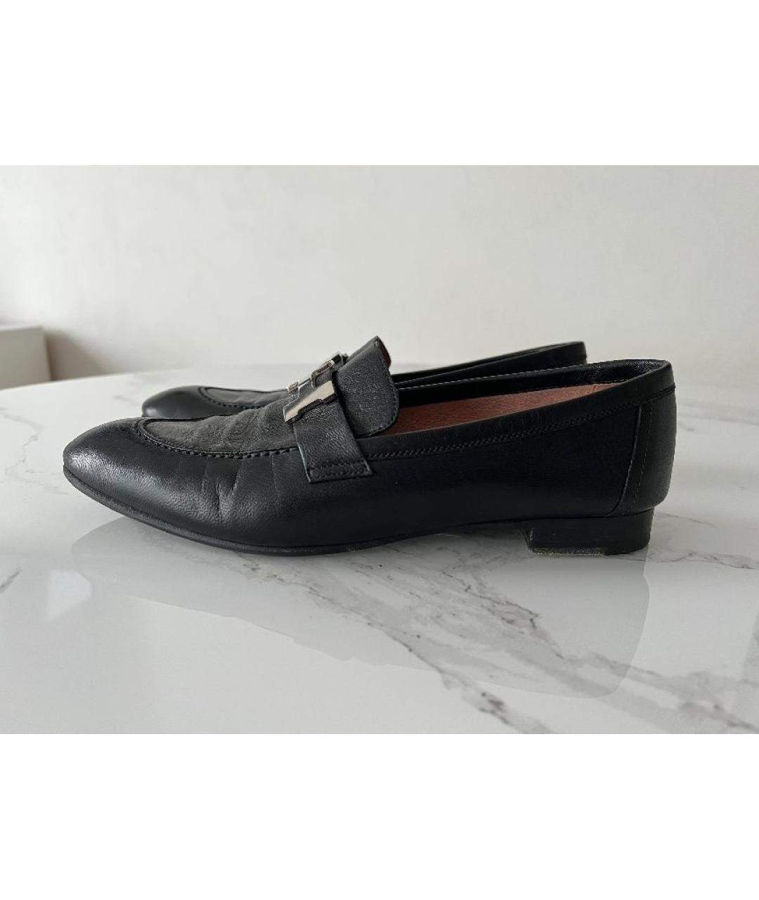 HERMES Черные кожаные лоферы, фото 10