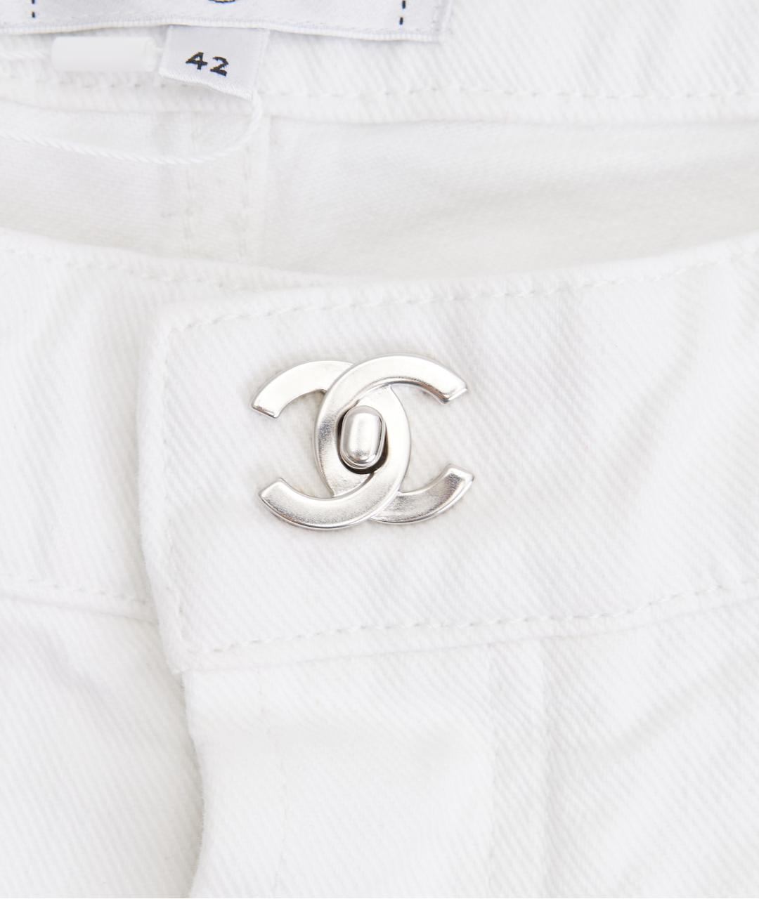 CHANEL Белые хлопковые прямые джинсы, фото 4