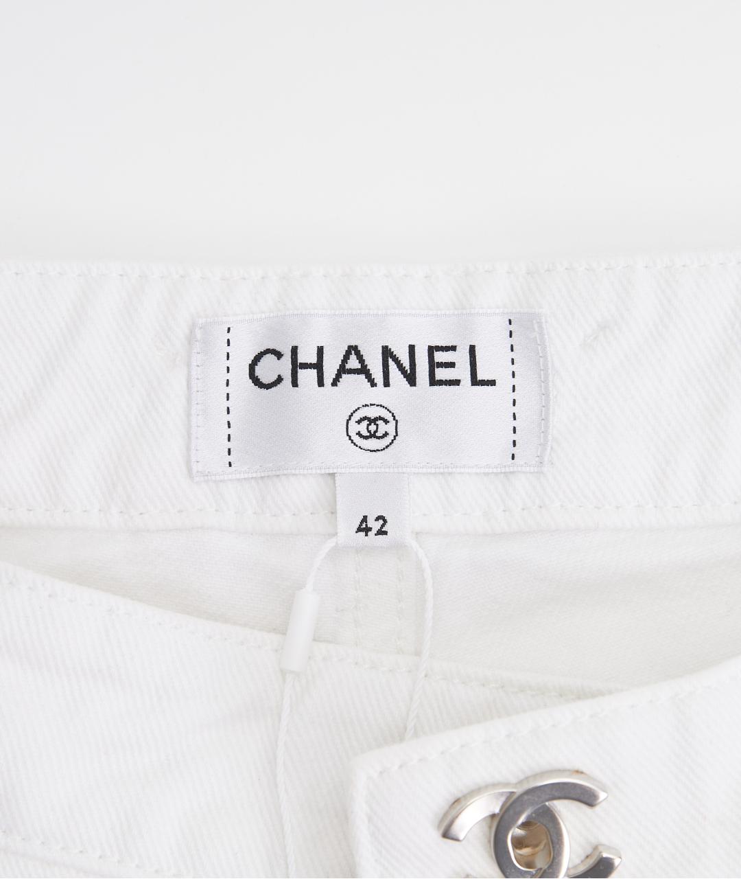 CHANEL Белые хлопковые прямые джинсы, фото 3