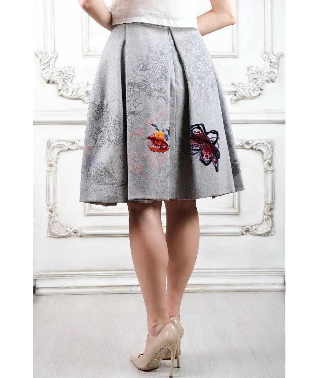 ERMANNO SCERVINO Серая шерстяная юбка миди, фото 2