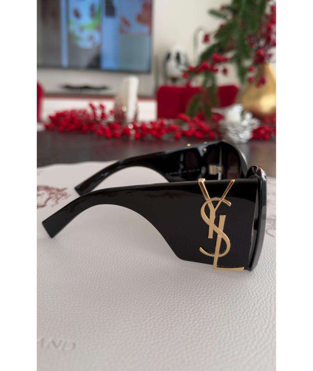 SAINT LAURENT Черные пластиковые солнцезащитные очки, фото 4