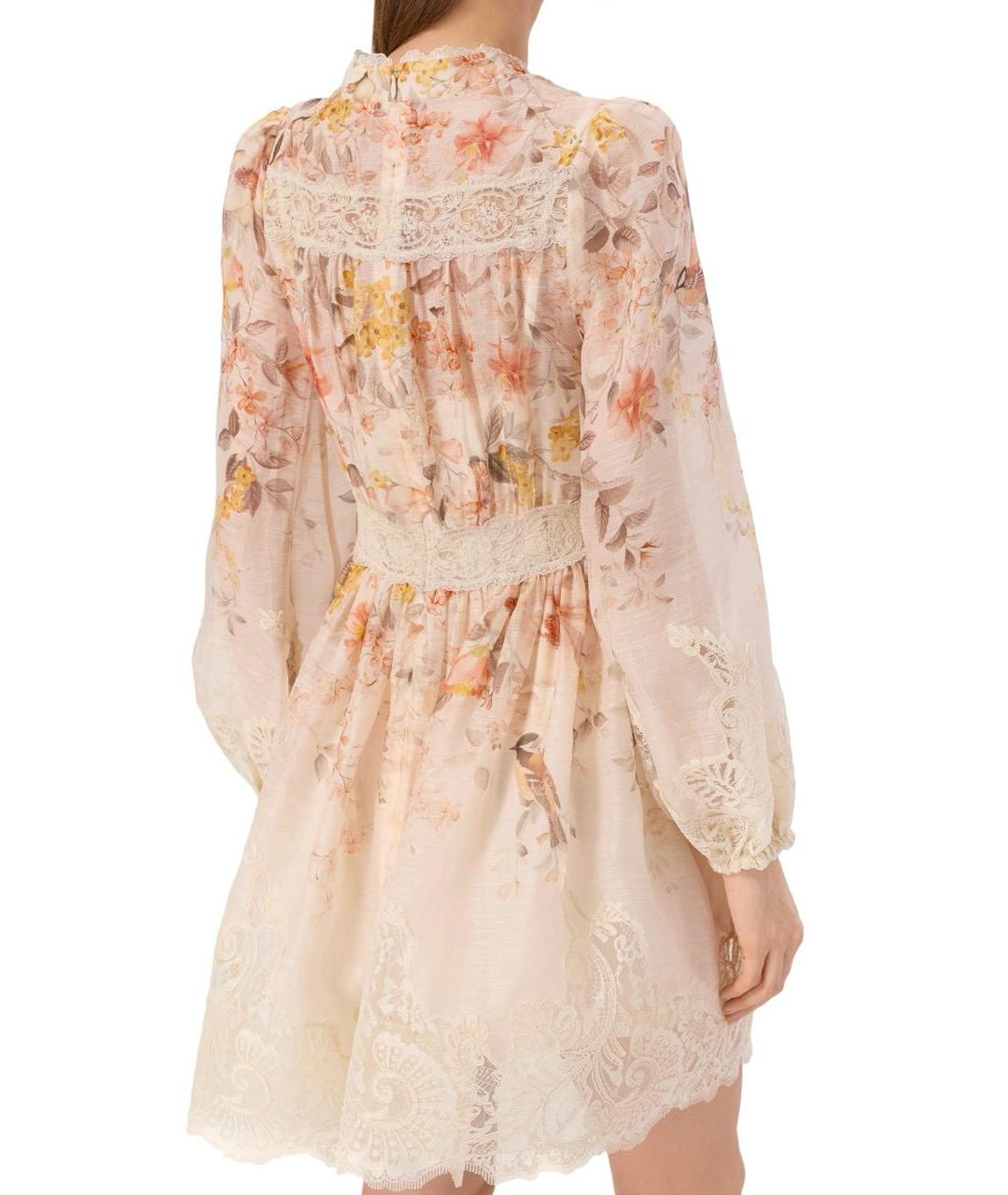 ZIMMERMANN Бежевое льняное коктейльное платье, фото 3