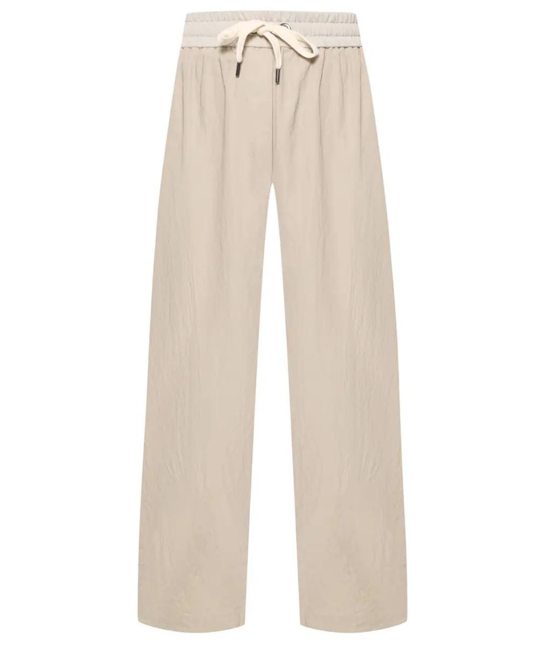 BRUNELLO CUCINELLI Бежевые вискозные брюки широкие, фото 1