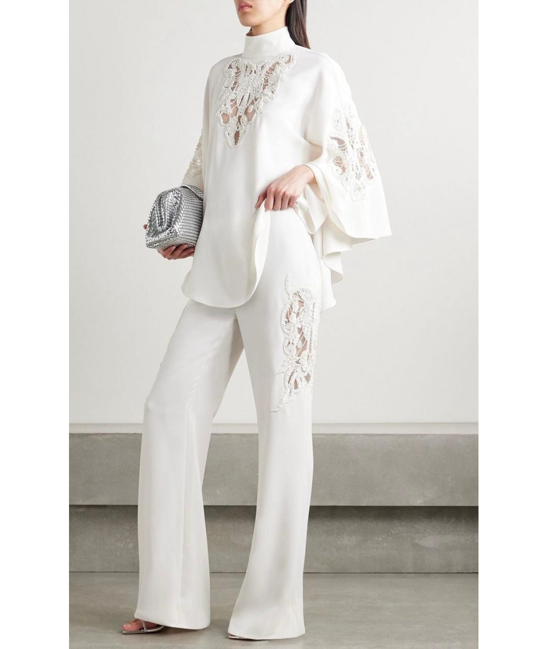 ZUHAIR MURAD Белые полиэстеровые прямые брюки, фото 2