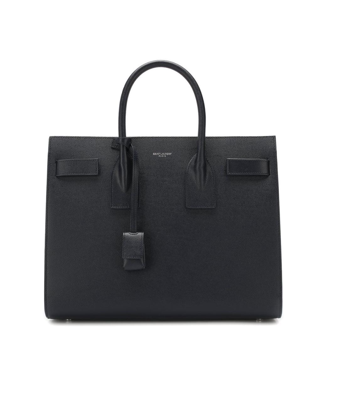 SAINT LAURENT Черная кожаная сумка с короткими ручками, фото 1