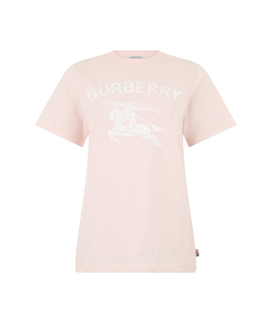 BURBERRY Розовая хлопковая футболка, фото 1