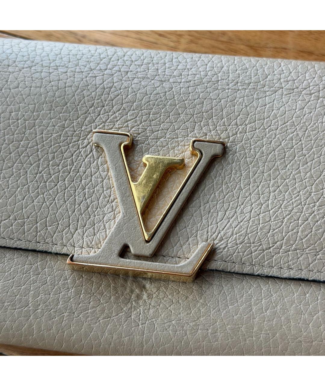 LOUIS VUITTON Бежевый кожаный кошелек, фото 2