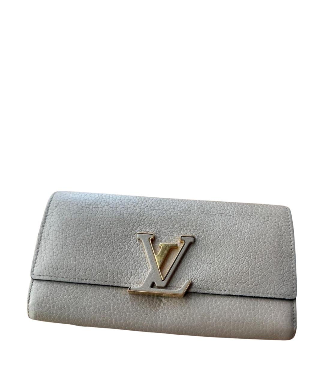 LOUIS VUITTON Бежевый кожаный кошелек, фото 1