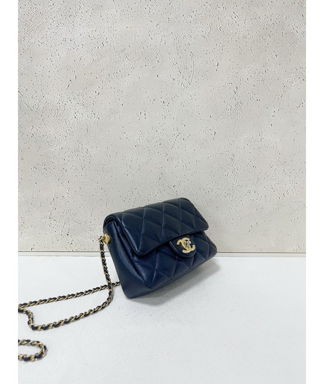 CHANEL Темно-синяя кожаная сумка через плечо, фото 3