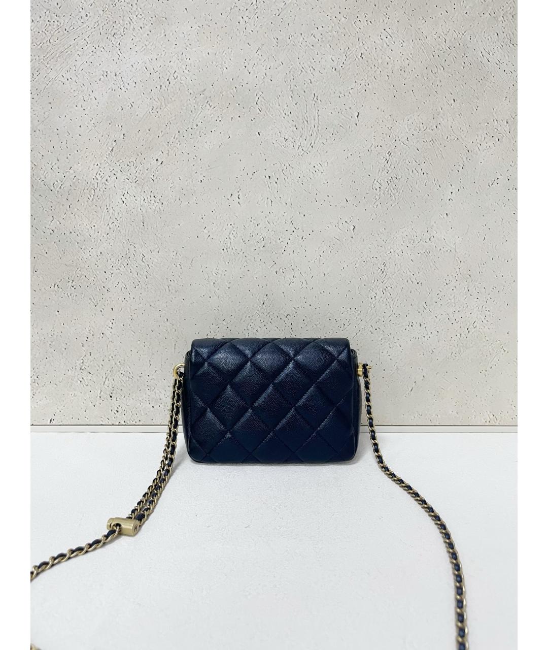 CHANEL Темно-синяя кожаная сумка через плечо, фото 2