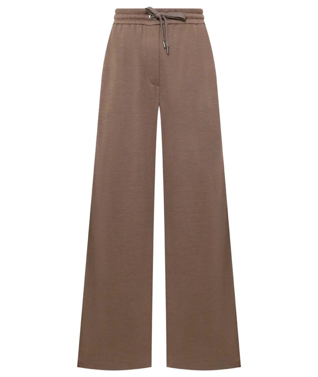 BRUNELLO CUCINELLI Коричневые хлопковые брюки широкие, фото 1