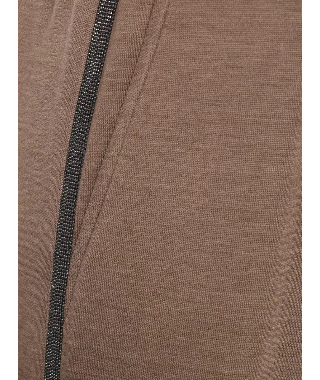 BRUNELLO CUCINELLI Коричневые хлопковые брюки широкие, фото 3
