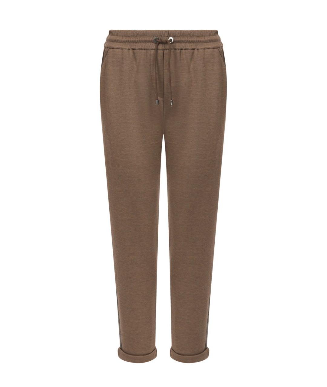 BRUNELLO CUCINELLI Коричневые хлопковые брюки узкие, фото 1