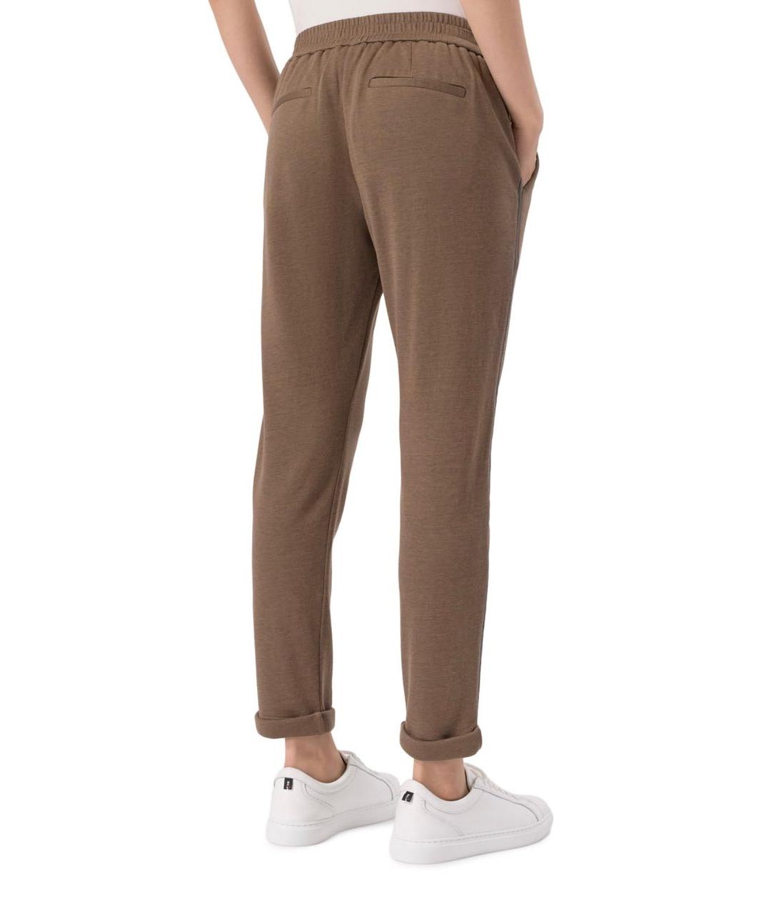 BRUNELLO CUCINELLI Коричневые хлопковые брюки узкие, фото 3